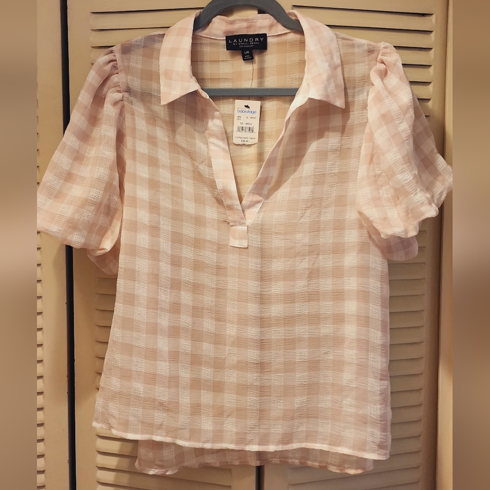 Puffy Sleeve Sheer Blouse